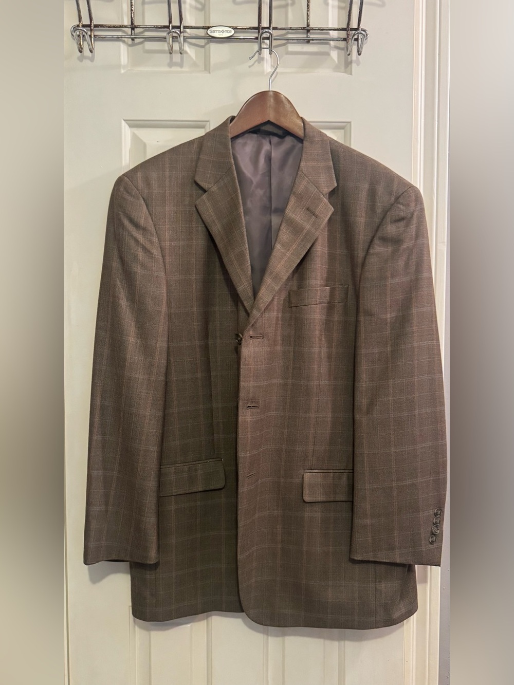Vintage Claiborne Silk Wool Plaid Blazer 44R